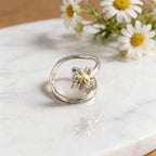 Real Chamomile Silver Ring, Handmade Nature Jewelry, Organic Flower Band, Gift for Energy & Resilience, Sustainable Sterling Silver 925