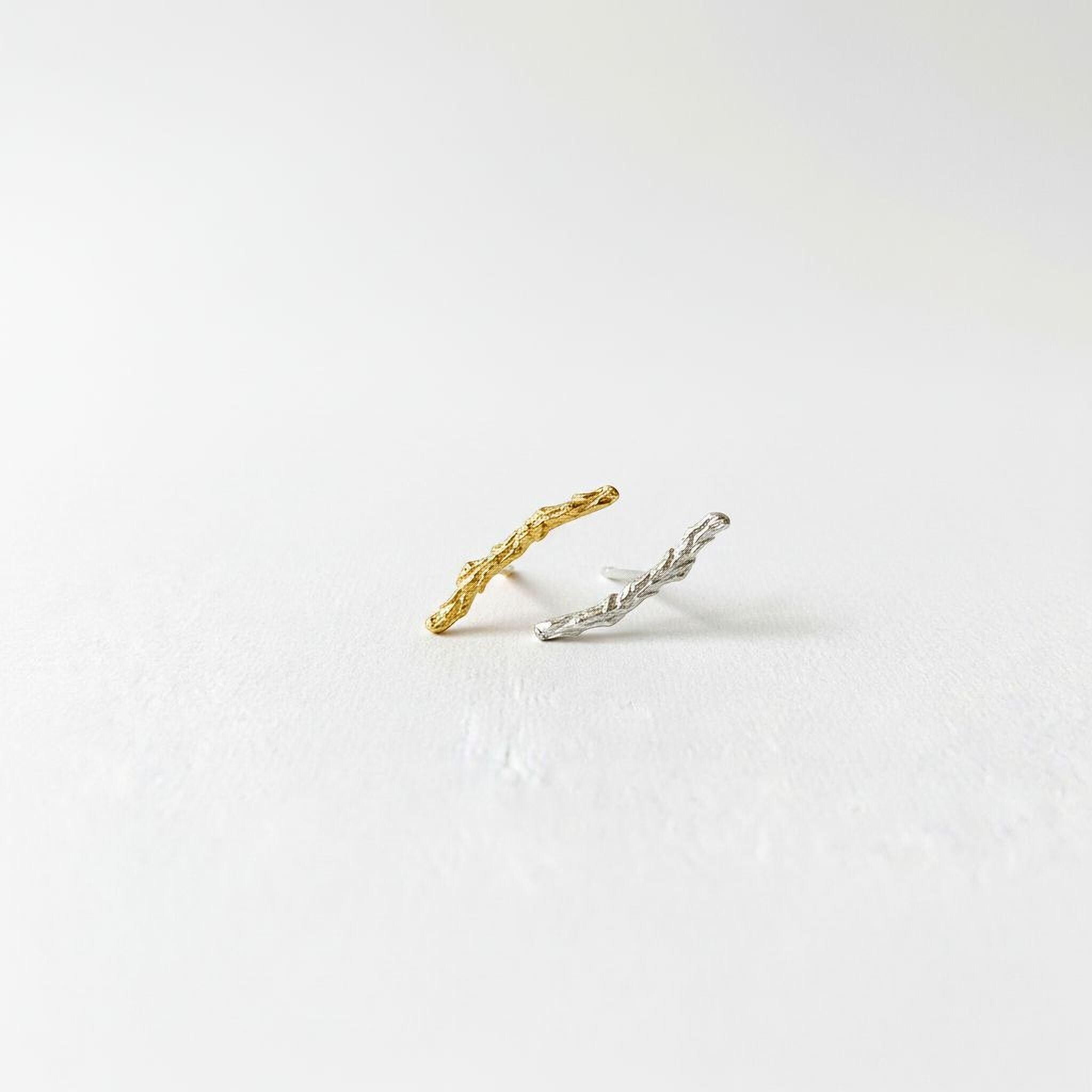 Real Juniper Studs, Handmade Minimalist Jewelry, Organic Earrings for Everyday Wear, Gift for Luck, Eco Sustainable Sterling Silver 925