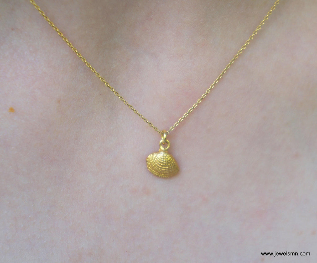 Dainty Sea Shell Necklace, Handmade Minimalist Jewelry, Summer Pendant, Gift for Longevity and Renewal, Sustainable Sterling Silver 925
