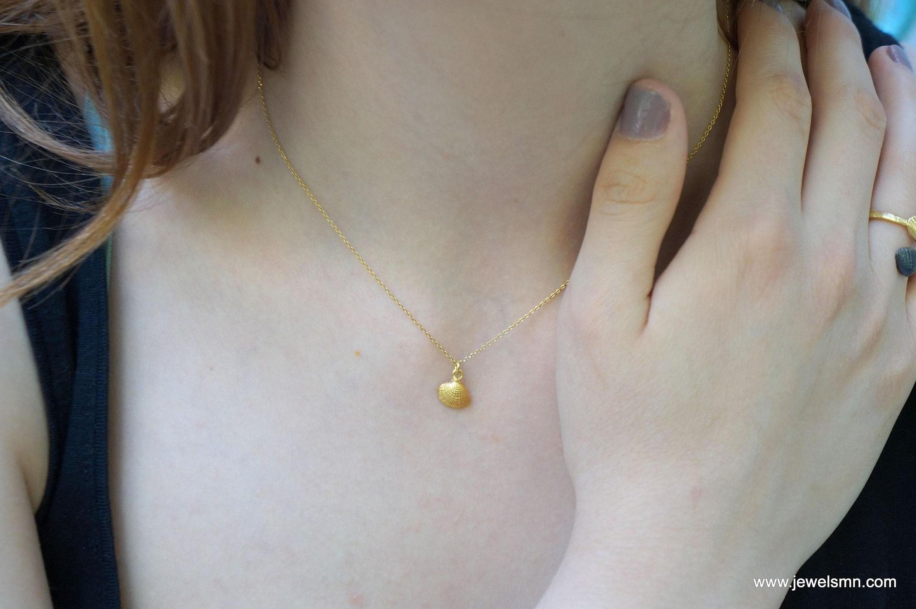 Dainty Sea Shell Necklace, Handmade Minimalist Jewelry, Summer Pendant, Gift for Longevity and Renewal, Sustainable Sterling Silver 925