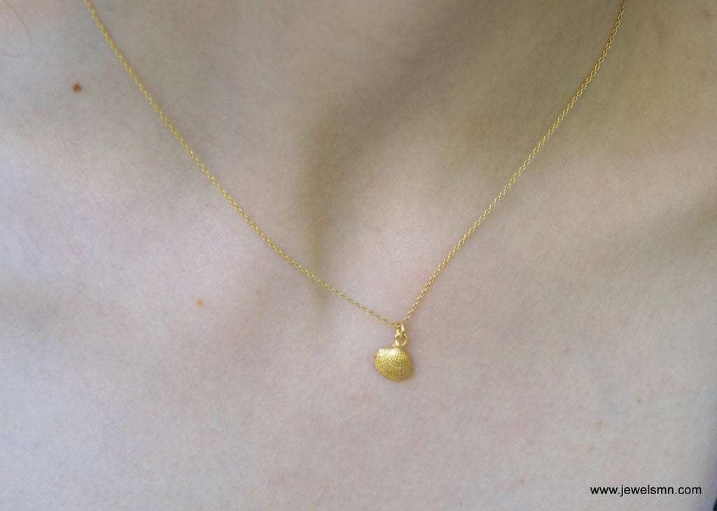 Dainty Sea Shell Necklace, Handmade Minimalist Jewelry, Summer Pendant, Gift for Longevity and Renewal, Sustainable Sterling Silver 925