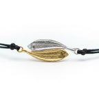Two tones Sterling silver 925 Adjustable Woven & Braided Bracelet, made from Two real Olive leaves. Makes Yin-Yang