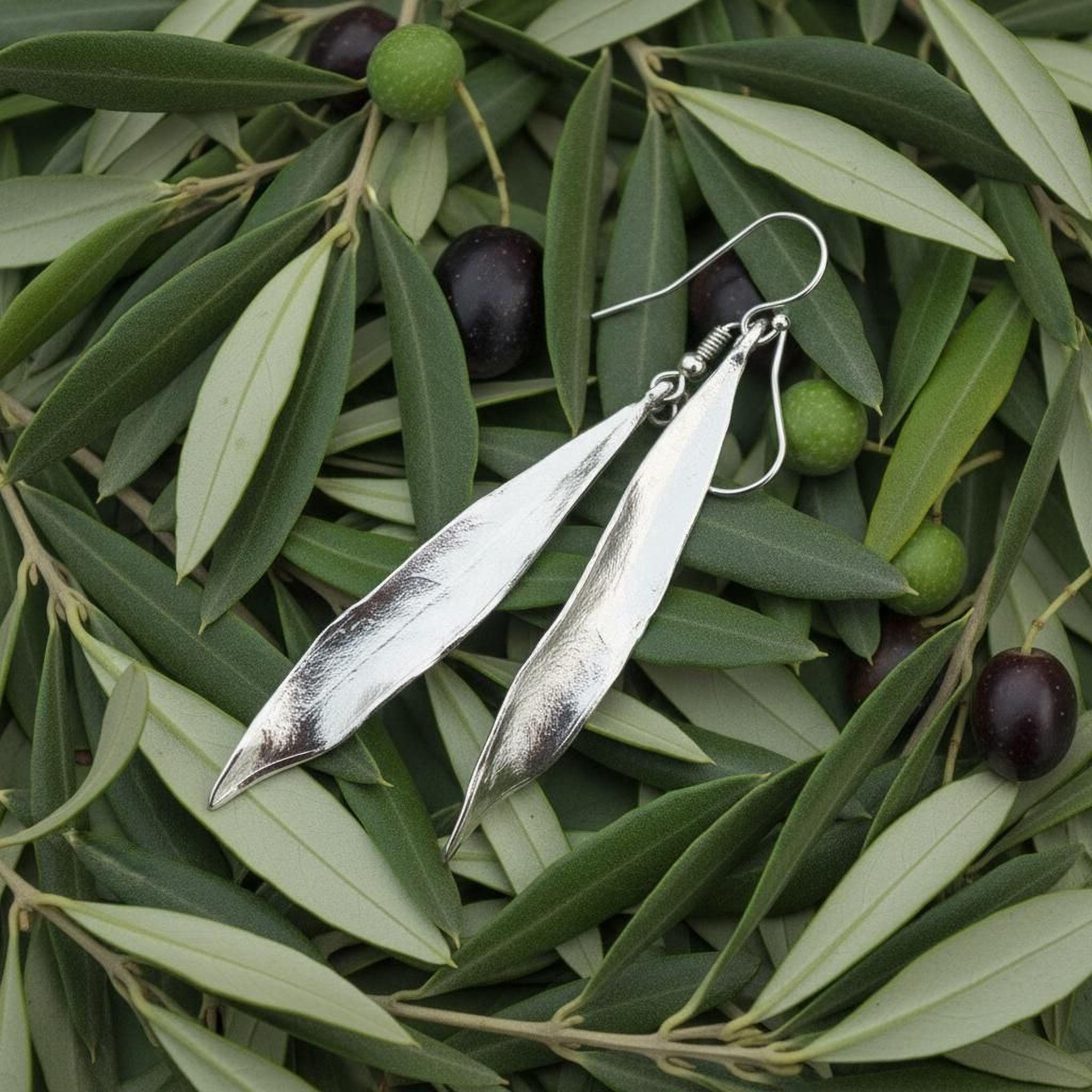Real Olive Leaves Dangle Earrings - Silver 925/ 14k Dipped Gold Plated or Rose plated. Symbolize harmony, protection, and prosperity.