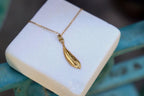 Solid Gold Leaf Necklace Jewelry, Real Gold Pendant, Gift for Her, Birthday Gift for Women, Handmade Jewelry