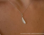 Solid Gold Leaf Necklace Jewelry, Real Gold Pendant, Gift for Her, Birthday Gift for Women, Handmade Jewelry