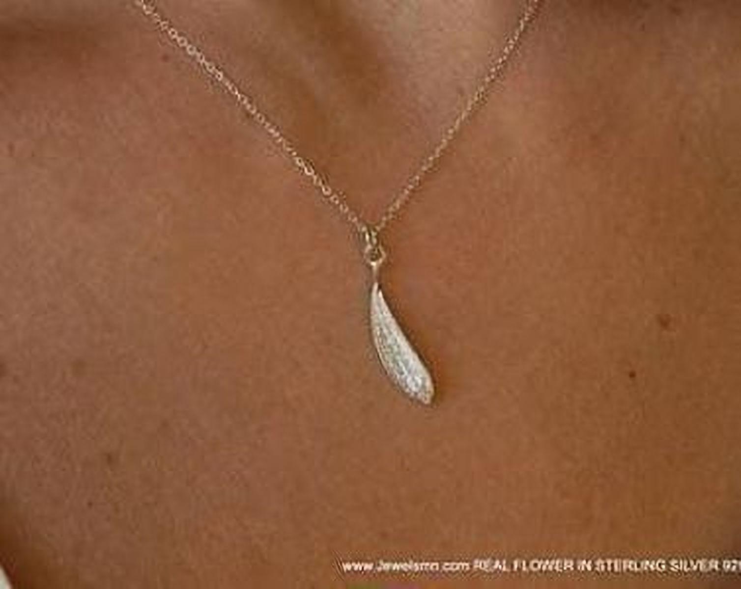 Solid Gold Leaf Necklace Jewelry, Real Gold Pendant, Gift for Her, Birthday Gift for Women, Handmade Jewelry