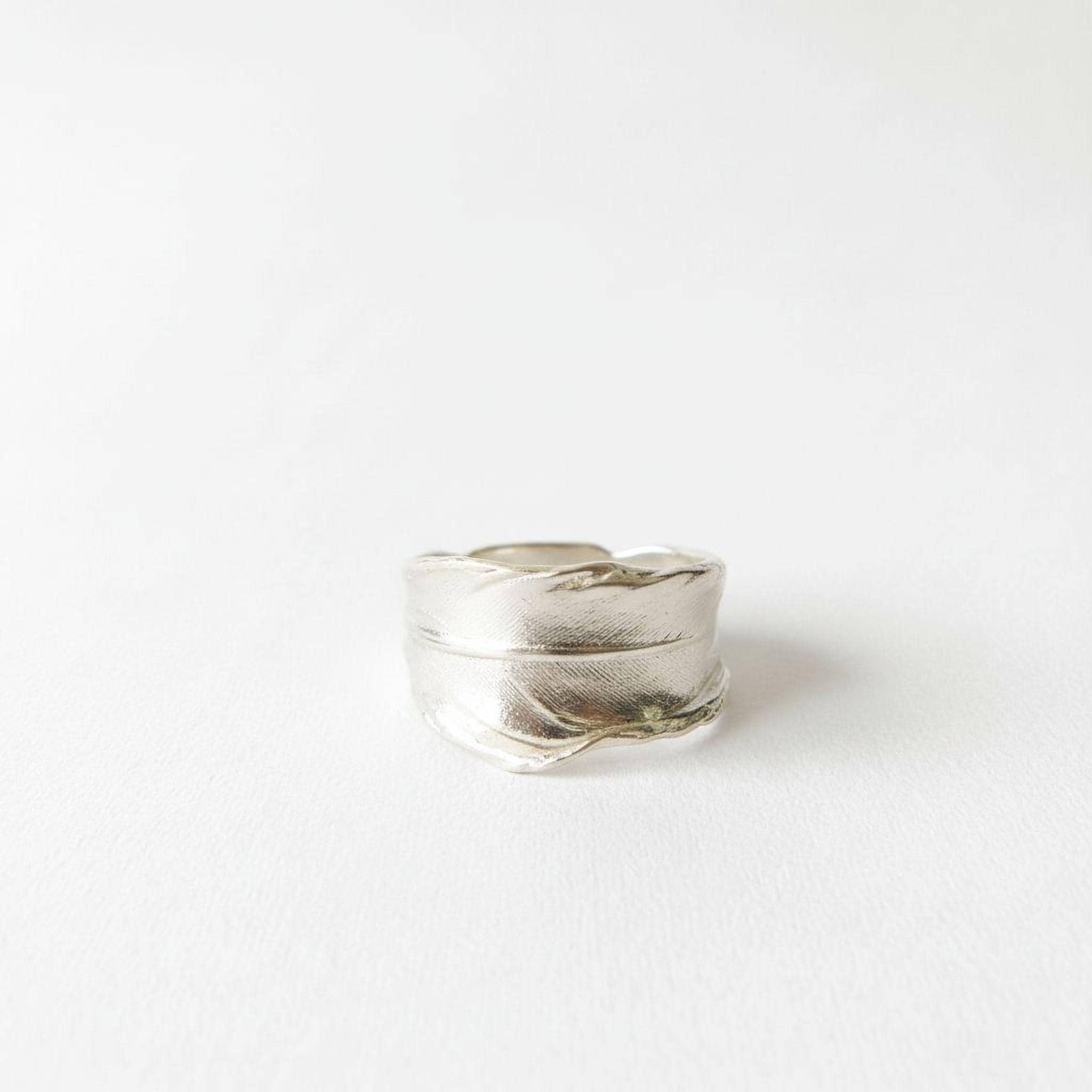 Real Dove Feather Ring, Handmade Nature Jewelry, Organic Tree Band, Gift for Luck & Purity, Eco Sustainable Sterling Silver 925