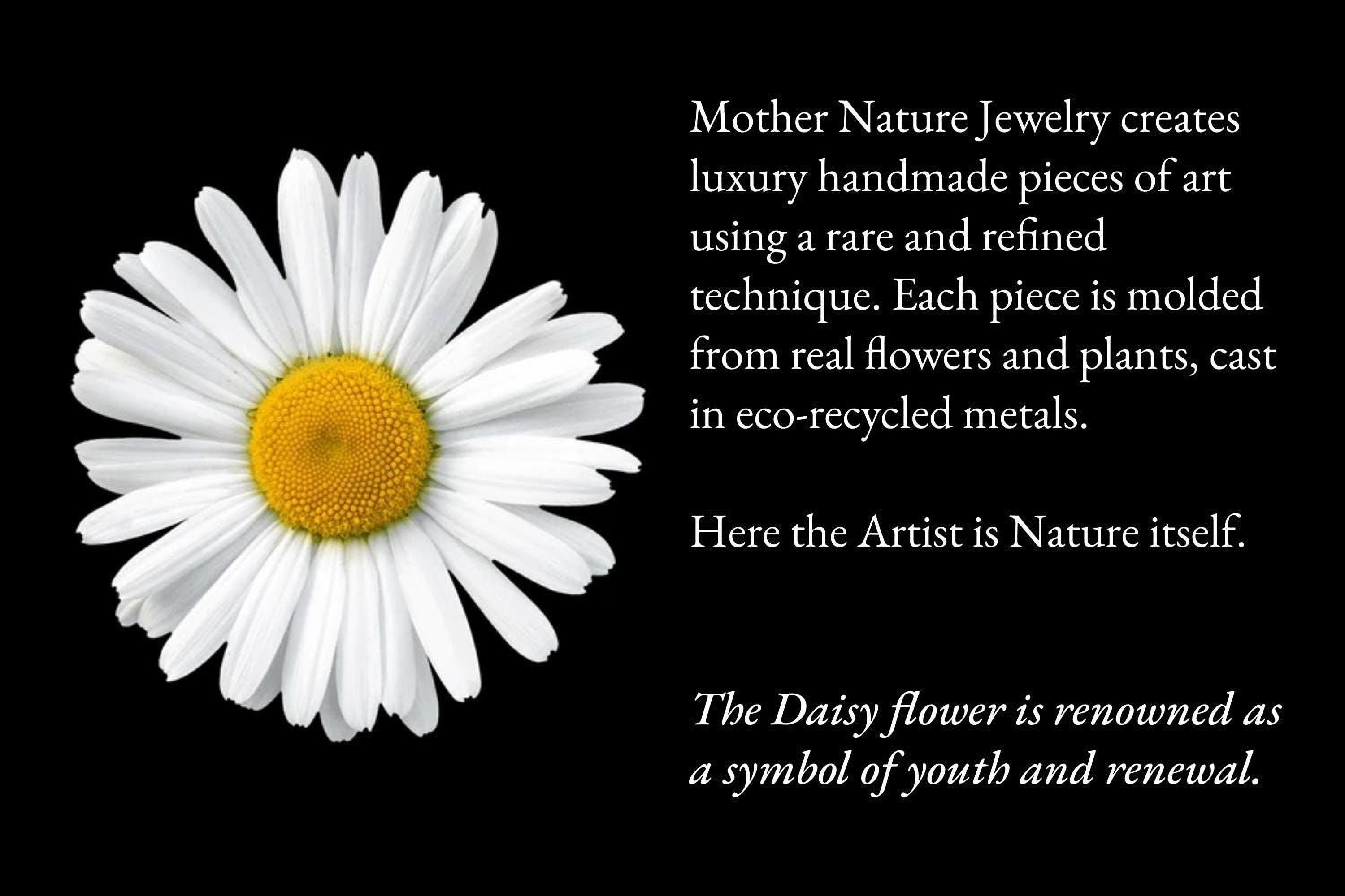 Daisy and Rose Flower Ring, Handmade Minimalist Jewelry, Botanical Tree Band, Gift for Luck & Success, Eco Sustainable Sterling Silver 925
