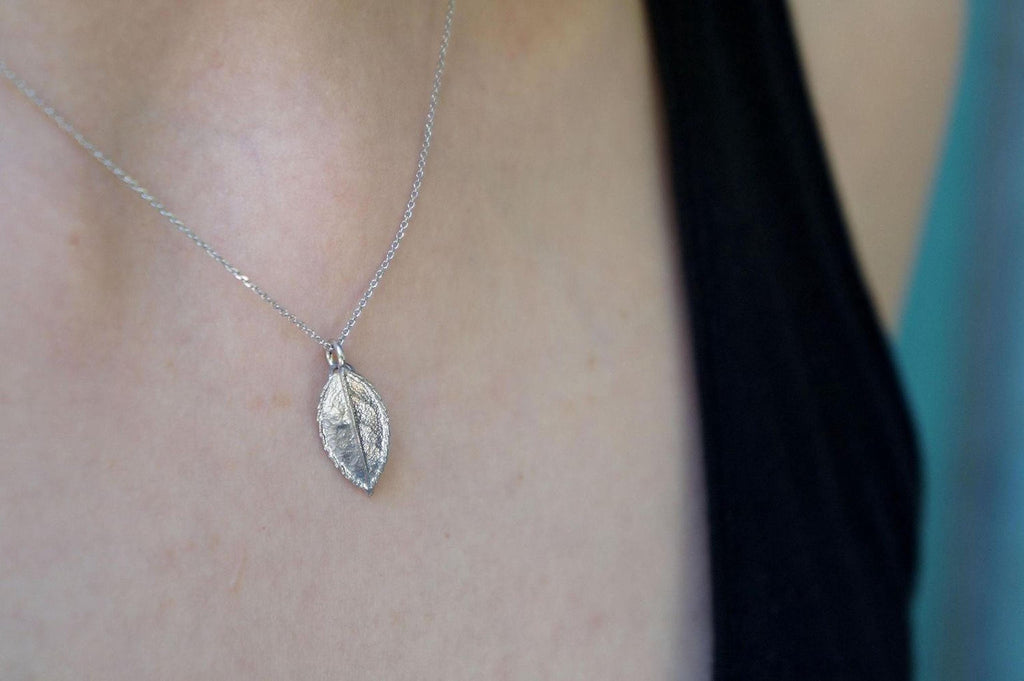 Real Rose Leaf Necklace, Handmade Minimalist Jewelry, Organic Nature Pendant, Eco Gift for Health & Passion, Gold or Sterling Silver 925
