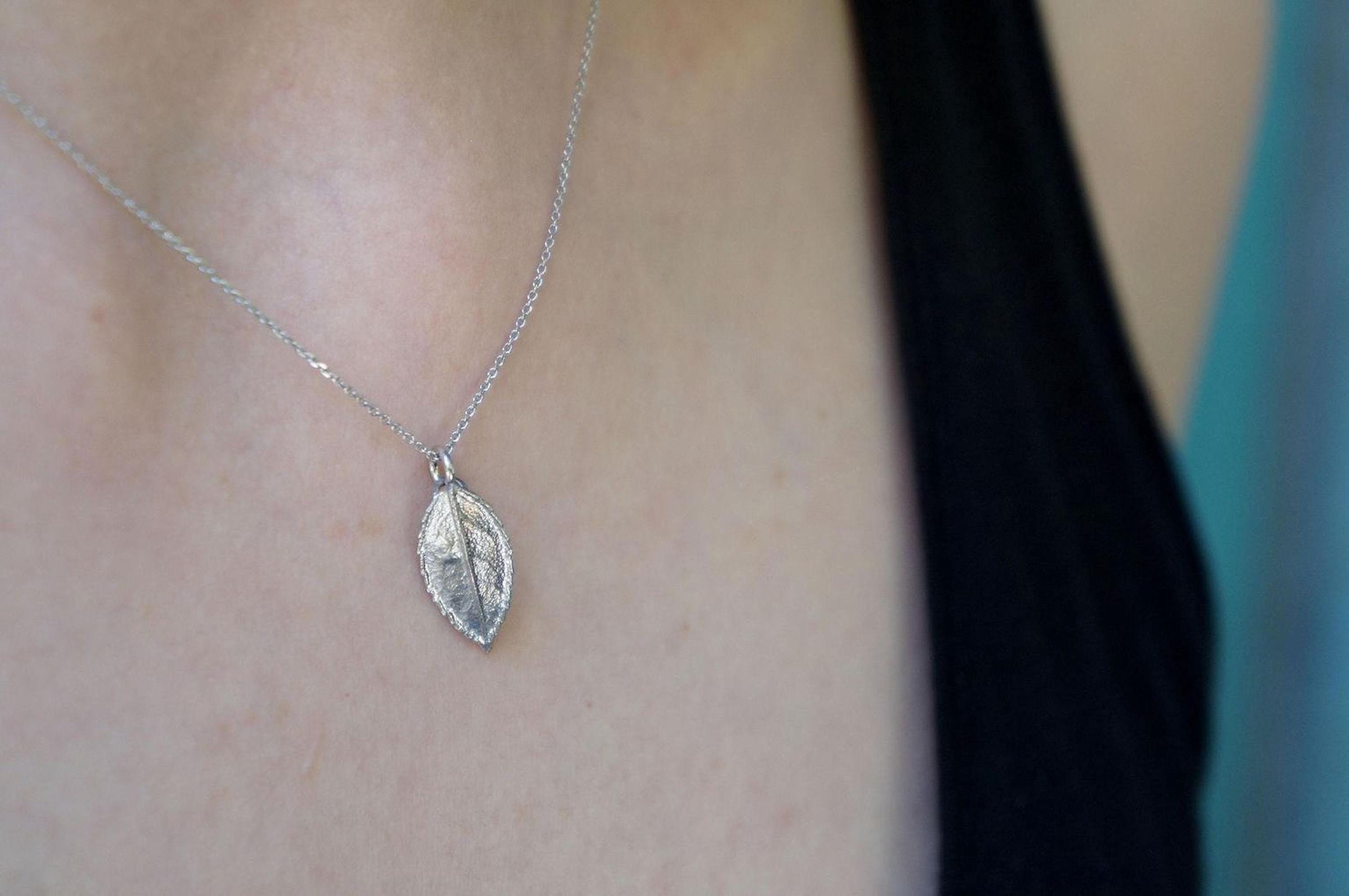 Real Rose Leaf Necklace, Handmade Minimalist Jewelry, Organic Nature Pendant, Eco Gift for Health & Passion, Gold or Sterling Silver 925