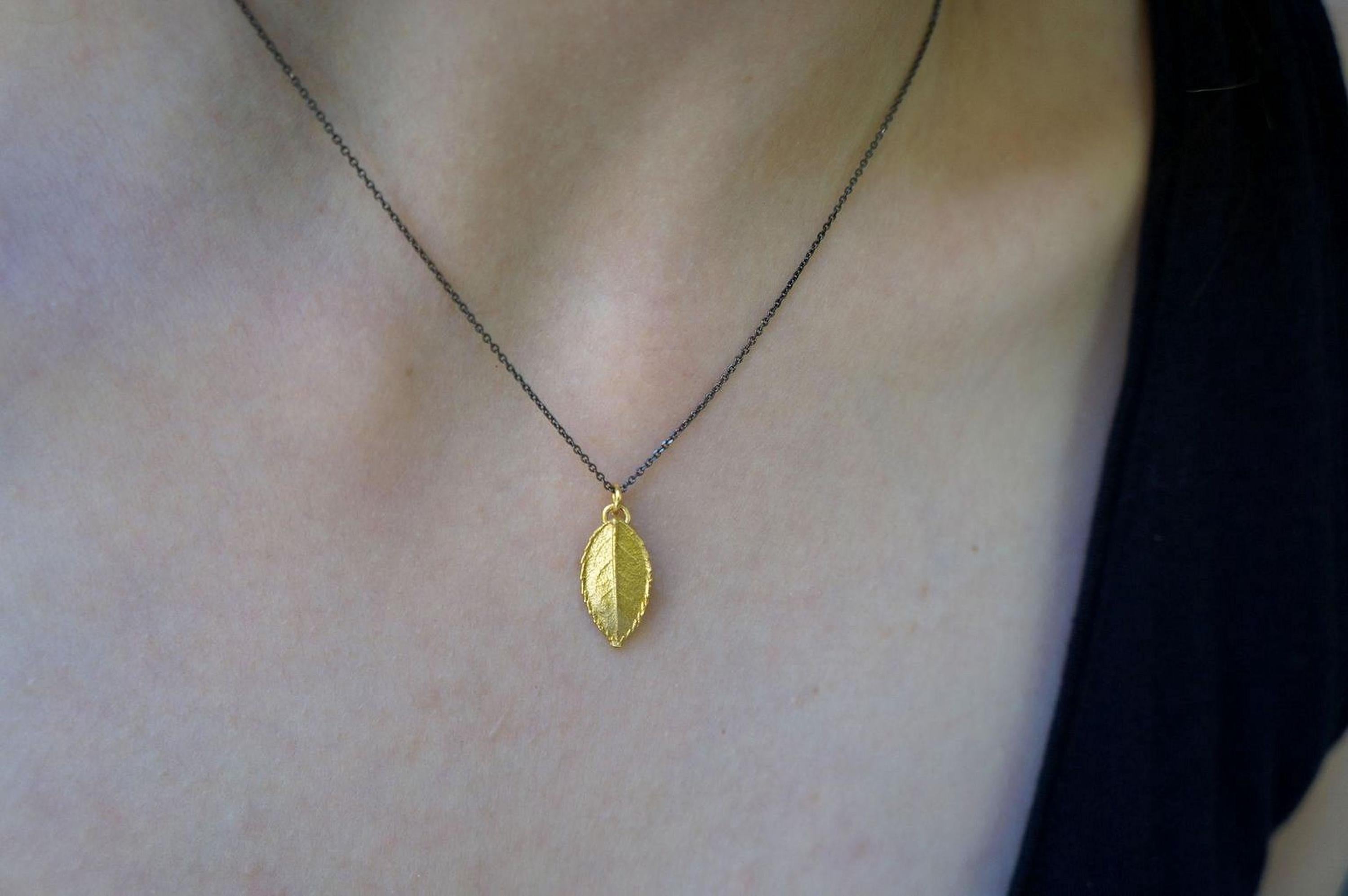Real Rose Leaf Necklace, Handmade Minimalist Jewelry, Organic Nature Pendant, Eco Gift for Health & Passion, Gold or Sterling Silver 925