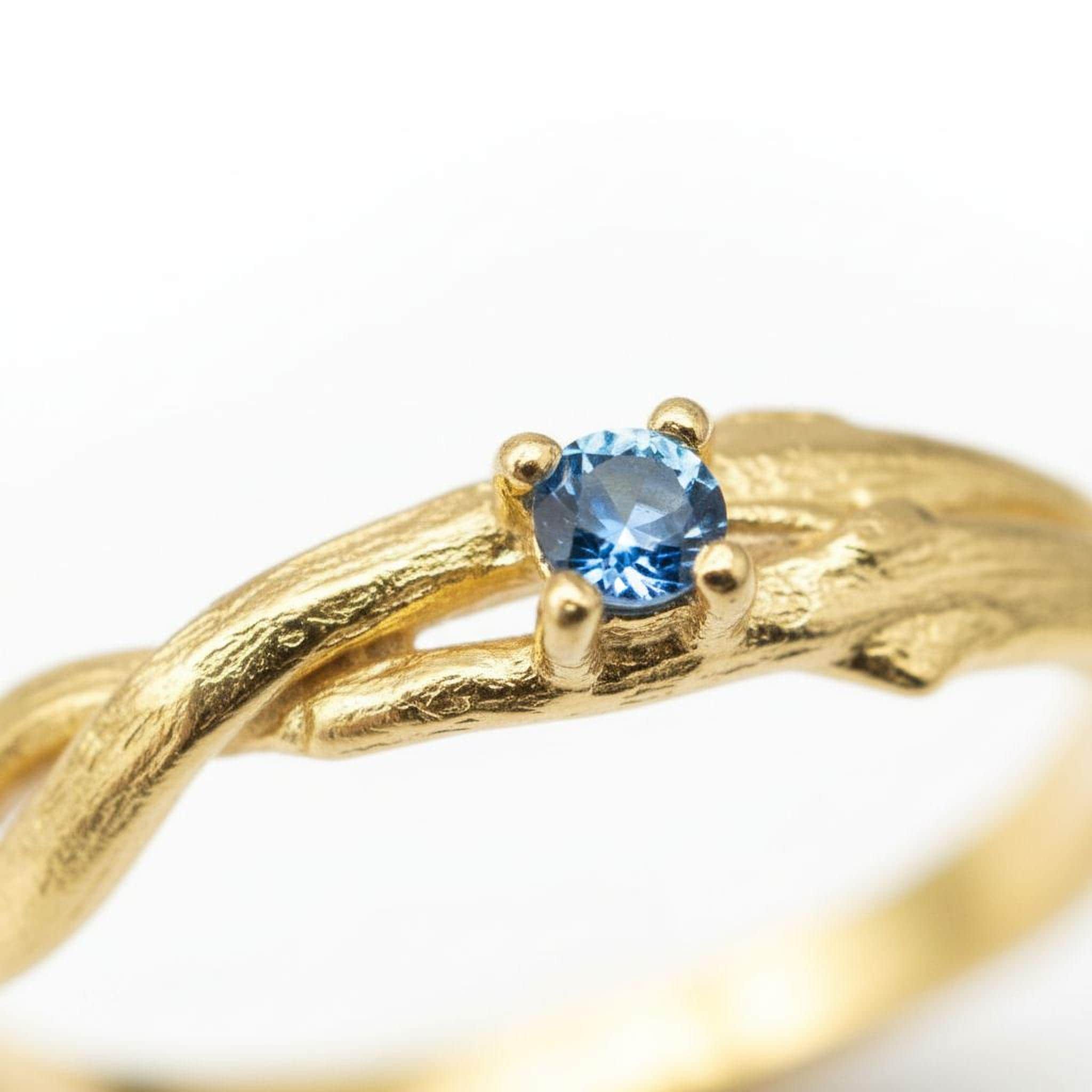 Nature Gold Branch Ring with color Zircon. Gold Plated Sterling Silver 925 Twig Ring, Handmade Minimalist Jewelry