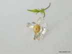 Real Daisy Flower Flower Ring, Handmade Nature Jewelry, Organic Beach Studs, Gift for Resilience and Renewal, Sterling Silver 925