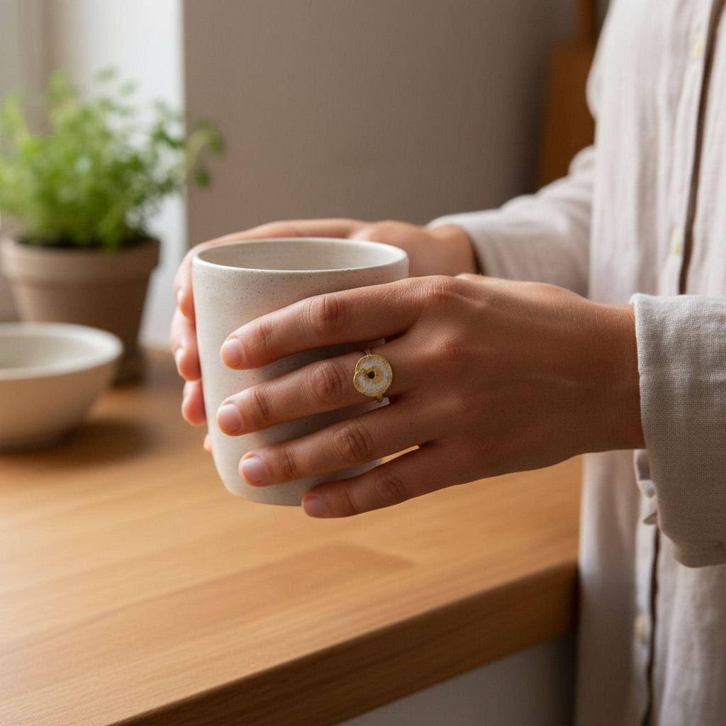 Gold Spiral Leaf Ring, Handmade Minimalist Jewelry, Organic Forest Band, Gift for Health and Renewal, Eco Sustainable Sterling Silver 925