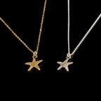 Minimalist Starfish Necklace, Handmade Sea Jewelry, Organic Beach Pendant, Gift for Health and Longevity, Gold on Sterling Silver 925