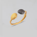 Dainty Gold Clam Ring, Handmade Minimalist Jewelry, Organic Ocean Band, Gift for Health and Longevity, Eco Sustainable Sterling Silver 925