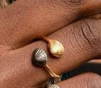 Dainty Gold Clam Ring, Handmade Minimalist Jewelry, Organic Ocean Band, Gift for Health and Longevity, Eco Sustainable Sterling Silver 925