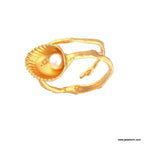 Gold Sea Shell Pearl Ring, Handmade Minimalist Jewelry, Organic Beach Band, Gift for Health and Longevity, Sterling Silver 925