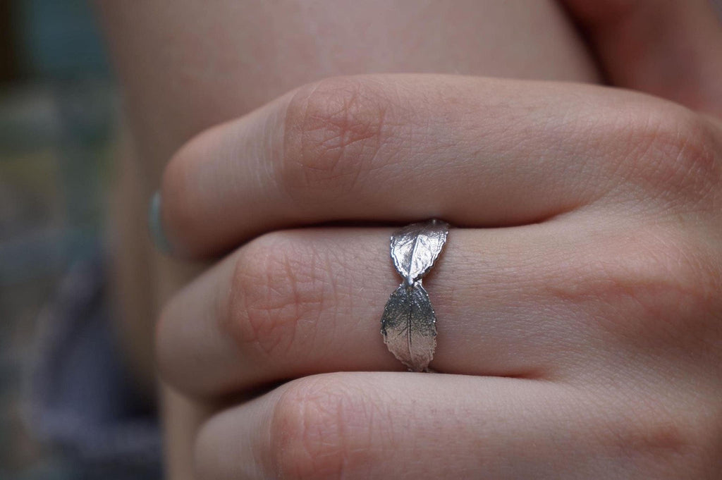 Real Olive Leaf Gold Ring, Handmade Minimalist Jewelry, Organic Tree Band, Gift for Health & Victory, Eco Sustainable Sterling Silver 925