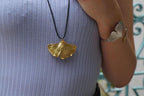 Gold Ginkgo Biloba Leaf Necklace, Handmade Nature Jewelry, Organic Forest Pendant, Gift for Immortality & Rejuvenation, Recycled Brass
