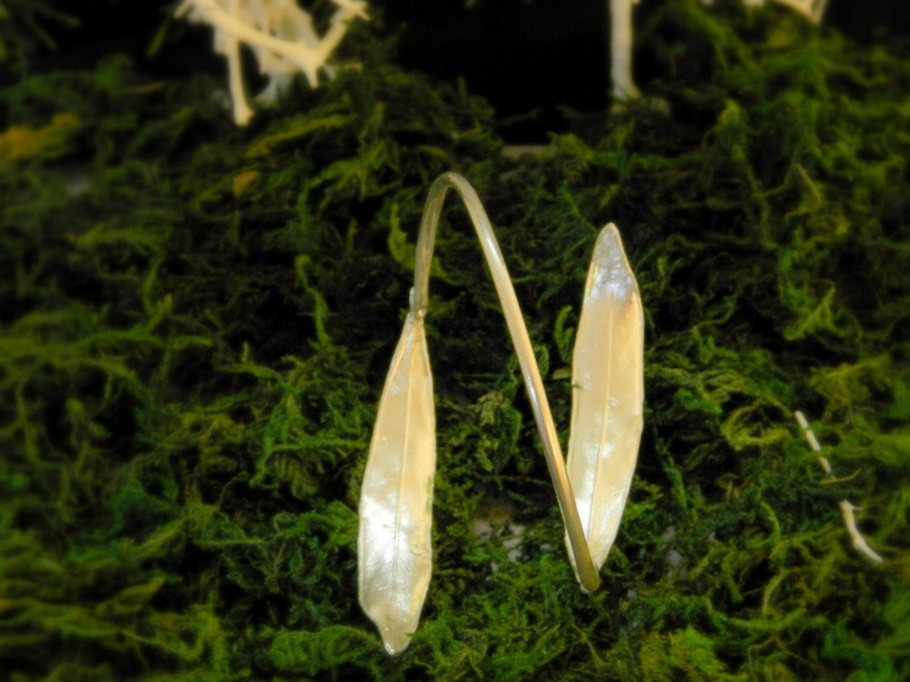 Gold Olive Leaf Bracelet, Handmade Nature Jewelry, Organic Tree Cuff, Gift for Victory & Health, Eco Sustainable Sterling Silver 925