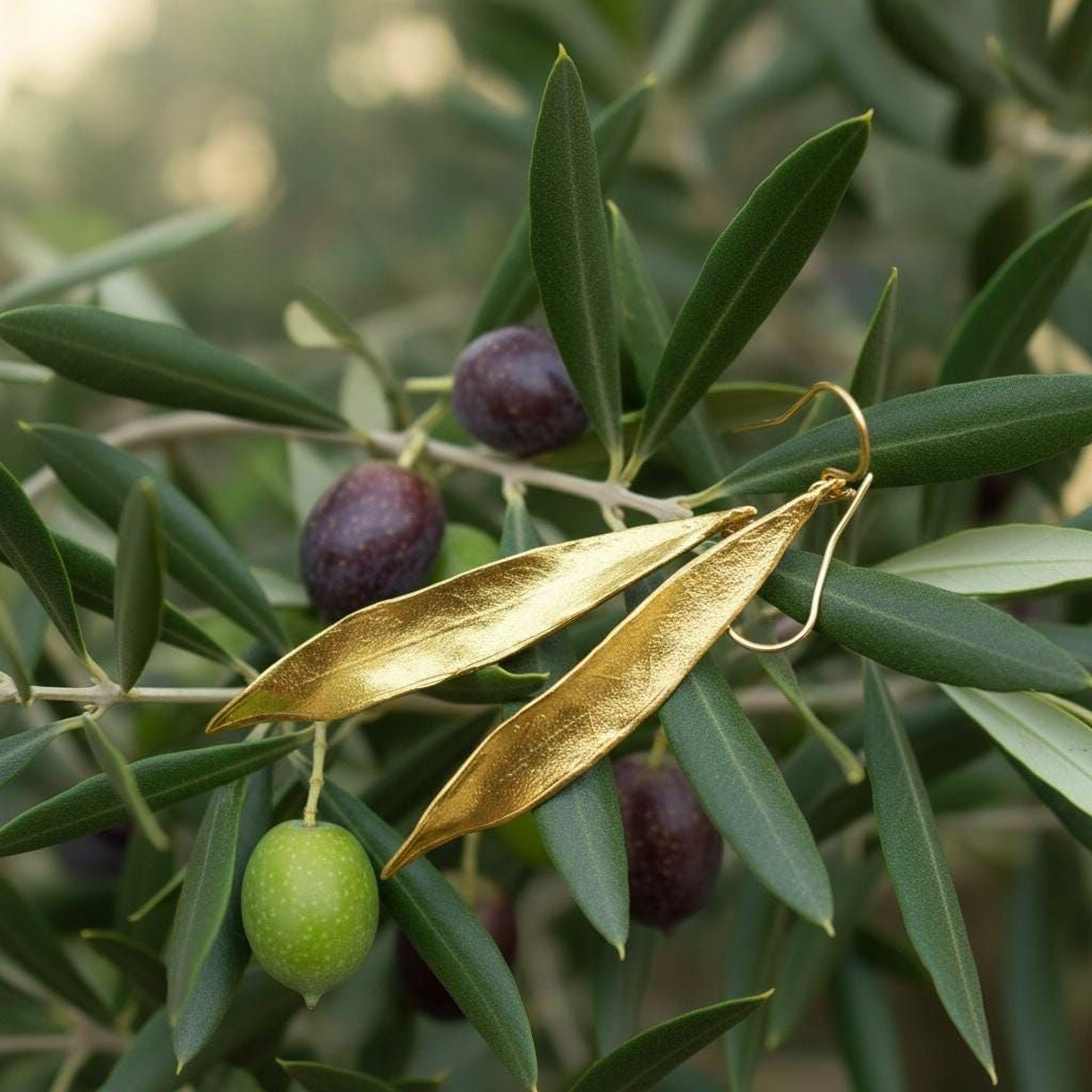 Gold Olive Leaf Earrings, 14K Gold Plated Jewelry, Dangle Earrings, Handmade Boho Jewelry Gift, Birthday Gift for Women, Nature Inspired