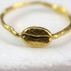 Real Coffee Bean Ring, Handmade Minimalist Jewelry, Organic Dainty Band, Gift for Health & Warmth, Gold or Sterling Silver 925 (Unisex)