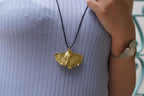 Real Ginkgo Biloba Leaf Pendant, 14K Gold Plated Sterling Silver 925 Necklace, Handmade Minimalist Jewelry Gift, Birthday Gift for Women