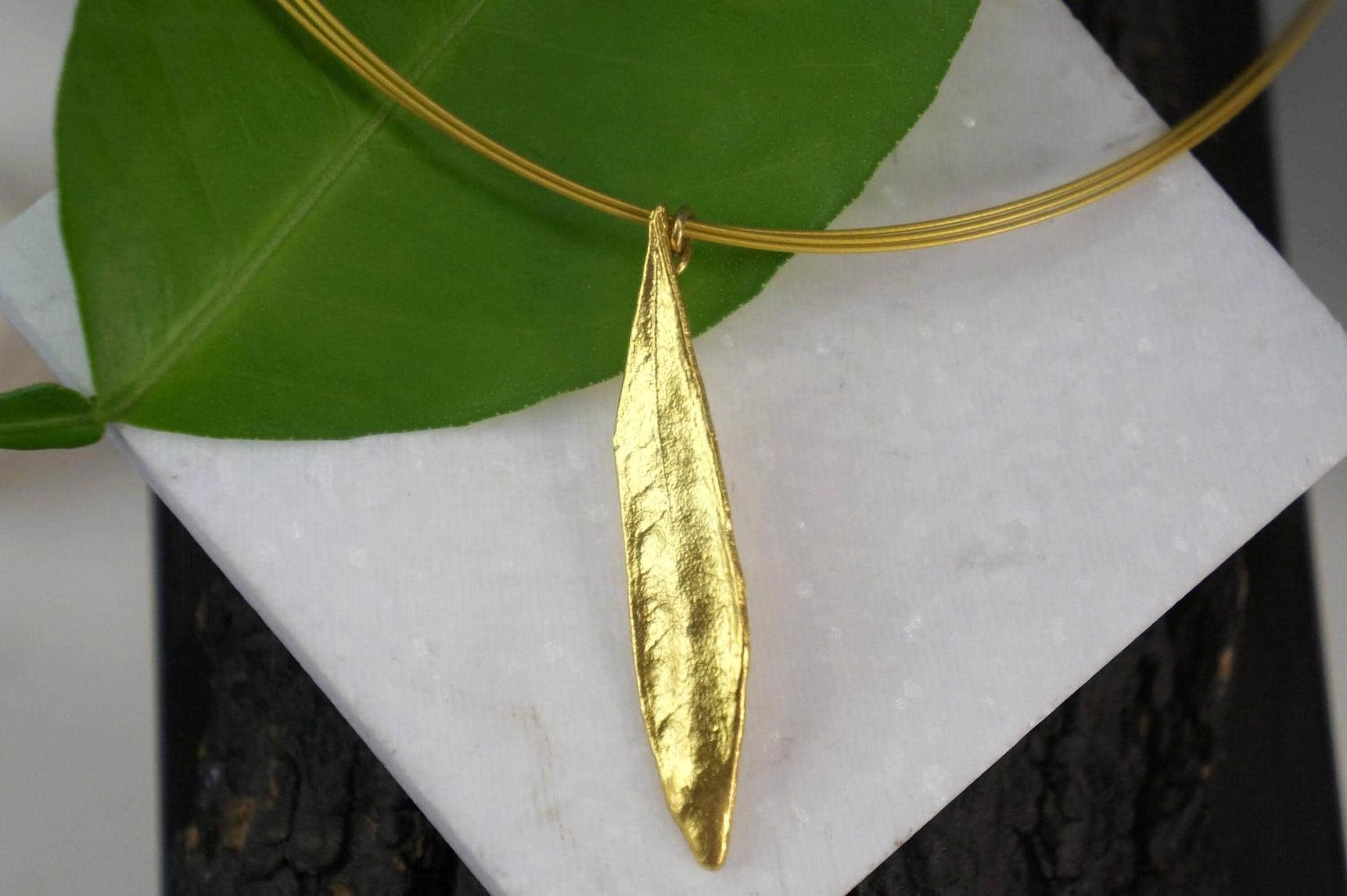 Real Olive Leaf Necklace, 14K Gold Plated Brass Pendant, Handmade Minimalist Jewelry Gift, Birthday Gift for Women, Nature Inspired Boho