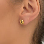 Real Coffee Bean Earrings, 14K Gold Plated Brass Stud Earrings, Handmade Minimalist Jewelry Gift, Minimalist Gold Studs
