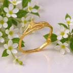 Solid Gold Jasmine Twig Ring, Handmade Minimalist Jewelry, Gift for Her, Nature-Inspired Band, Wedding Ring, Promise Ring
