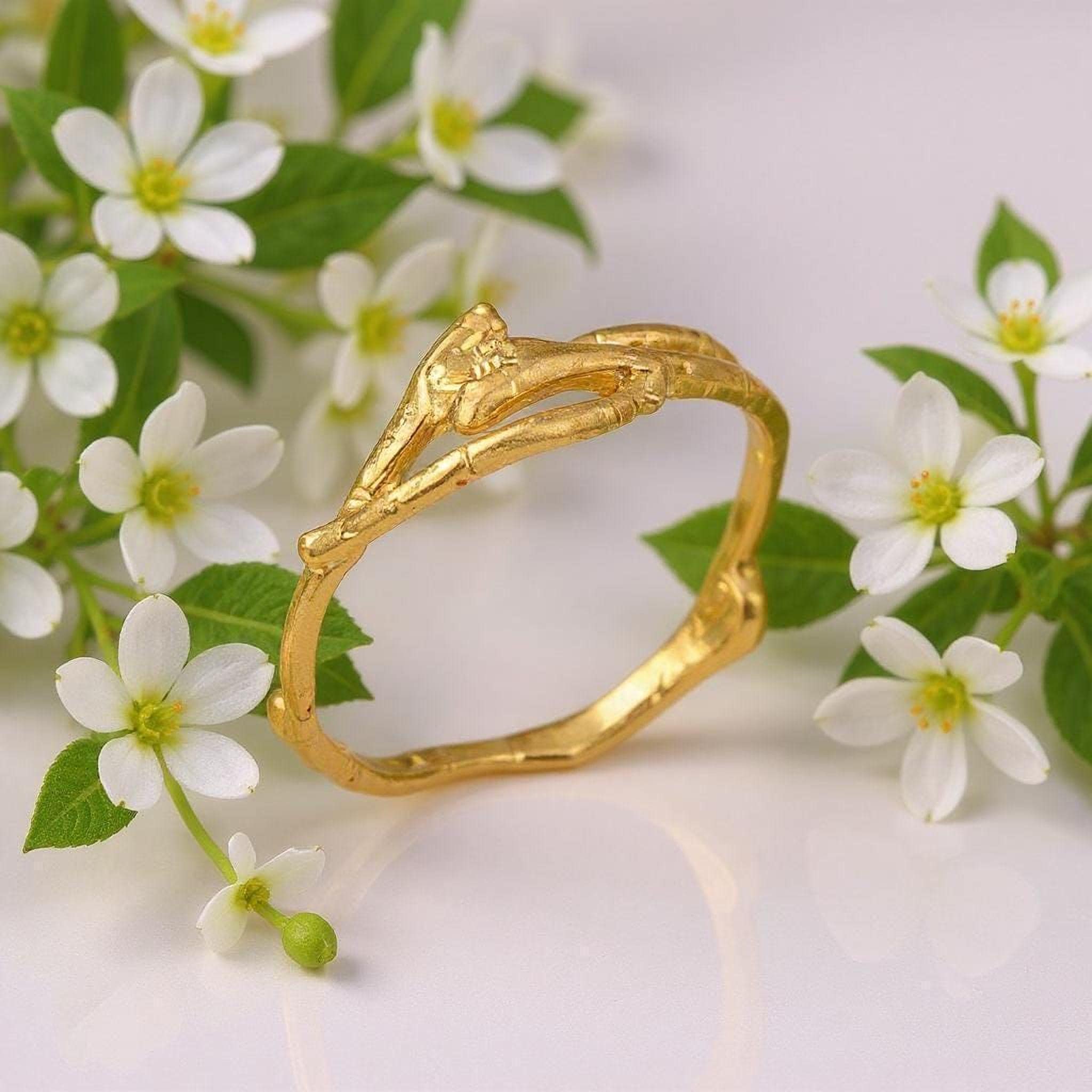Solid Gold Jasmine Twig Ring, Handmade Minimalist Jewelry, Gift for Her, Nature-Inspired Band, Wedding Ring, Promise Ring