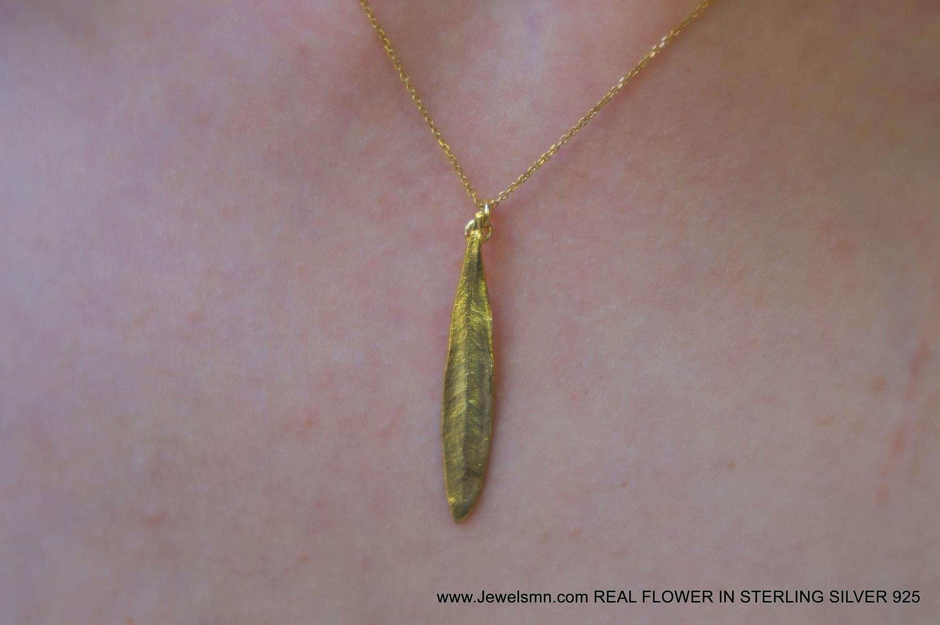 Gold Olive Leaf Necklace, Solid Gold Jewelry, Gold Pendant, Gift for Her, Birthday Gift for Women, Handmade Jewelry, Boho Fashion
