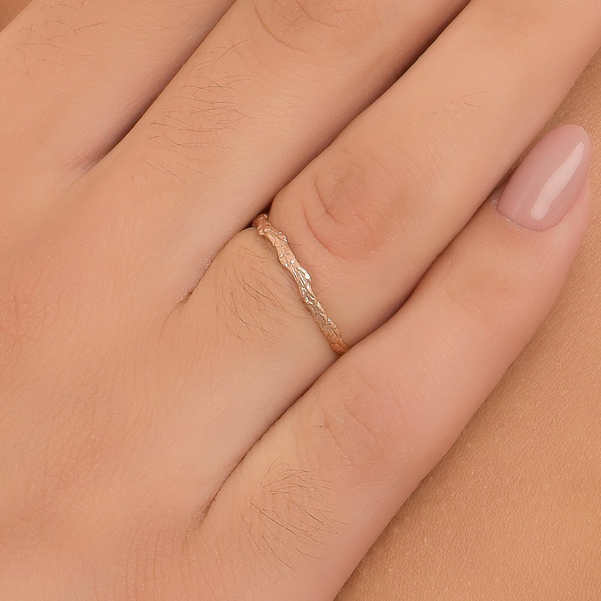 Real Juniper Branch Gold Ring, Handmade Minimalist Jewelry, Organic Dainty Band, Gift for Longevity & Health, Sterling Silver 925