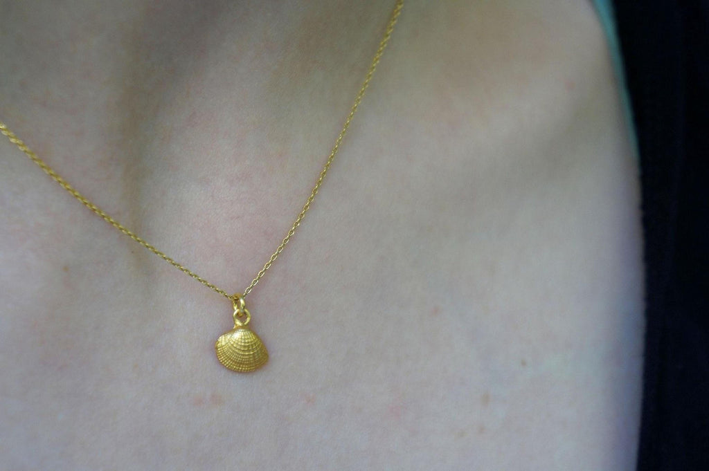 Real Sea Shell Pendant, Handmade Minimalist Jewelry, Organic Beach Necklace, Dainty Gift for Protection & Vitality, Sterling Silver 925