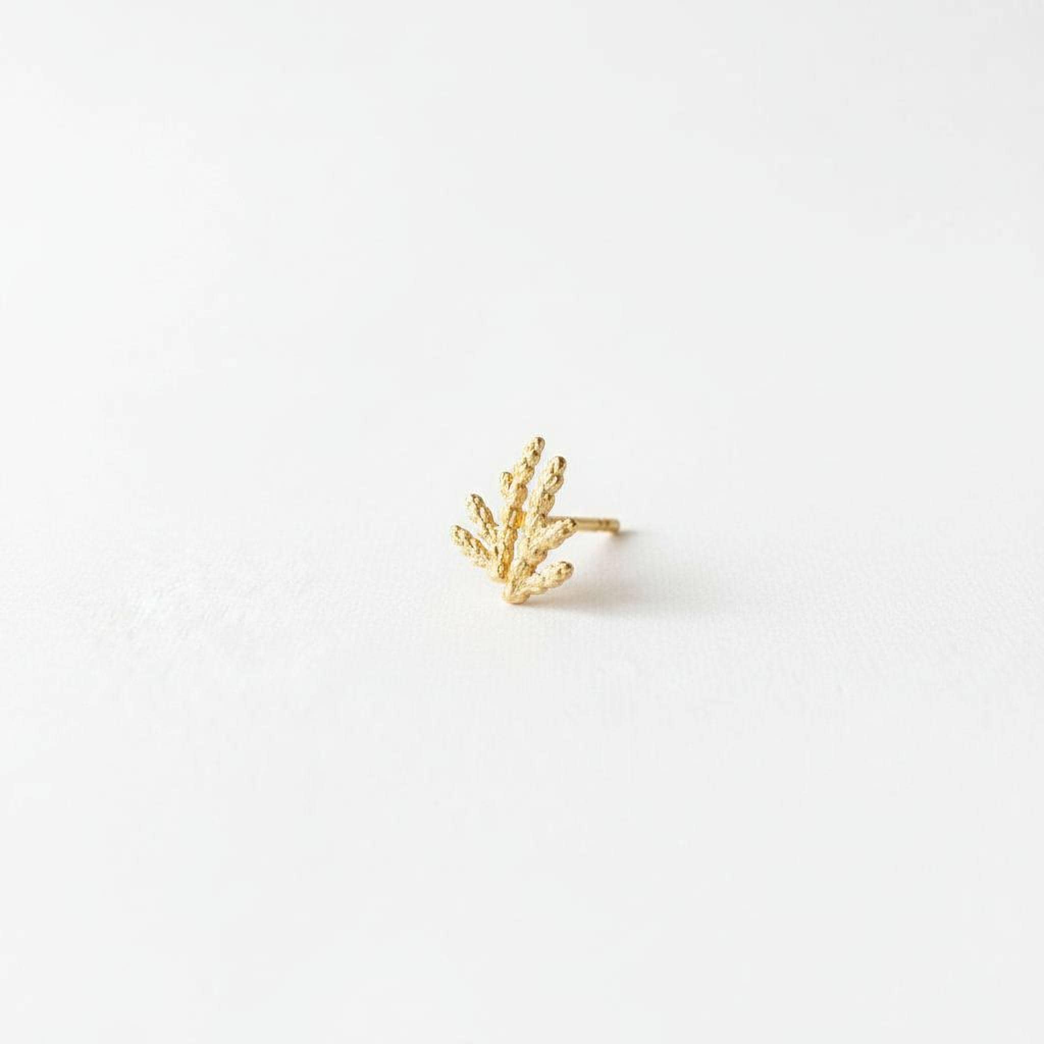 Solid Gold Juniper Branch Studs, Handmade Minimalist Jewelry, Dainty Everyday Earrings for Women, Symbol of Vitality, Real Gold (9K-18K)