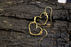 Gold Heart Twig Earrings, Handmade Minimalist Jewelry, Botanical Jasmine Drops, Gift for Love & Protection, Sustainable Sterling Silver 925
