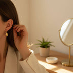 Real Solid Gold Rose Leaf Stud earrings, Handmade Minimalist Jewelry, Organic Forest Gift for Luck & Passion (9K, 14K, 18K- Options)