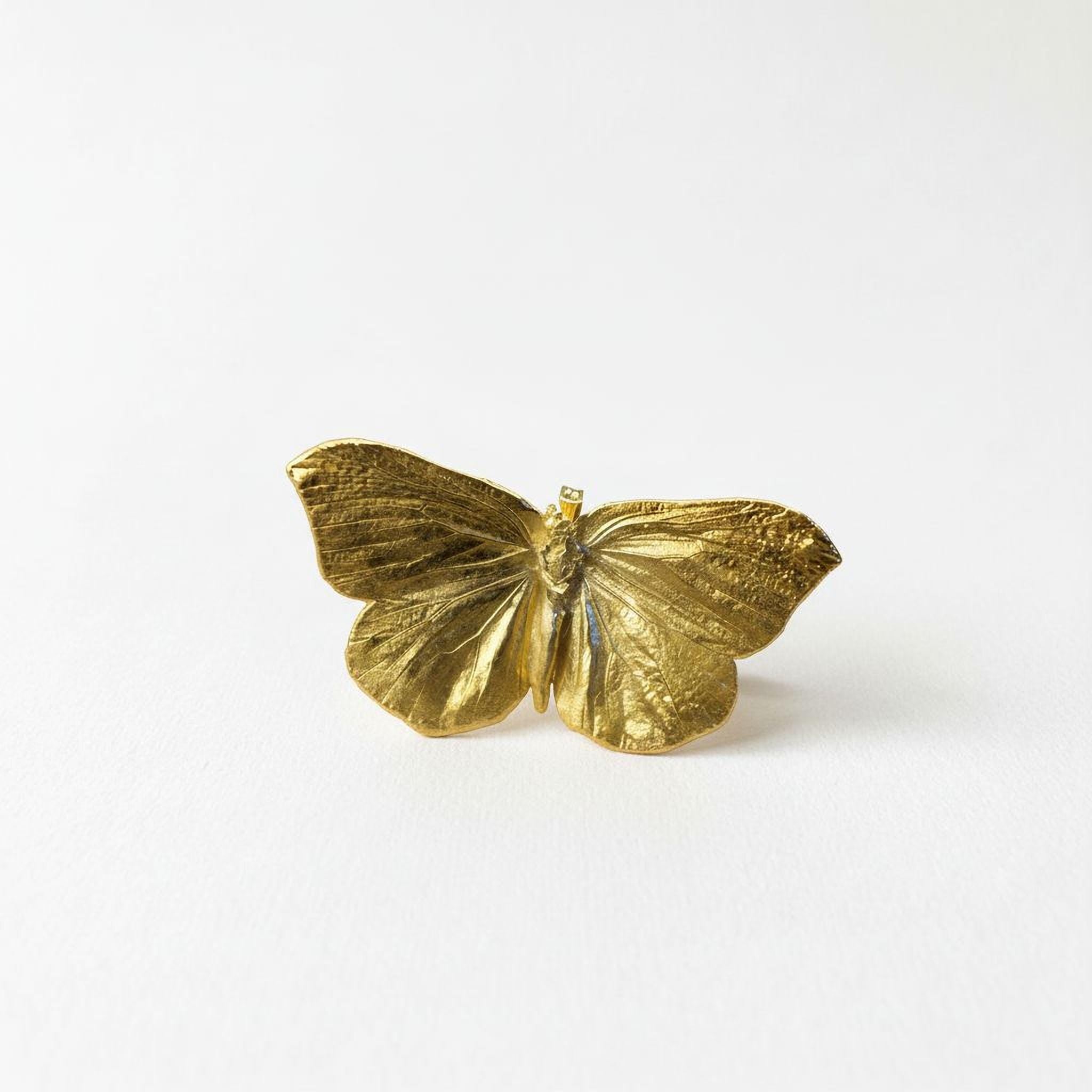 Real Butterfly Pin, Handmade Nature Jewelry, Organic Gold Brooch, Gift for Freedom & Health, Eco Sustainable Sterling Silver 925