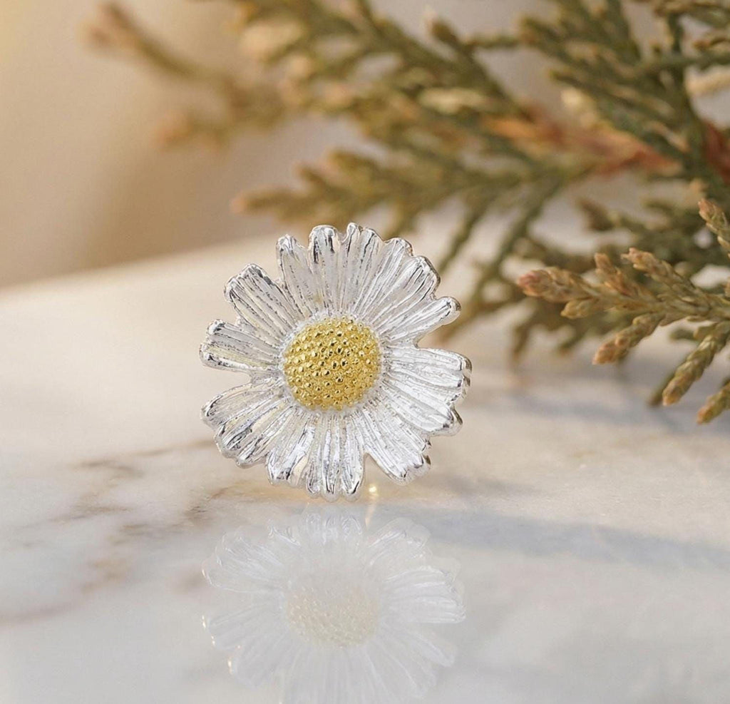 Unique earrings for women.Daisy Flowers (Stud or Dangle) in Sterling Silver 925. Symbol of of patience, healing, and natural elegance.