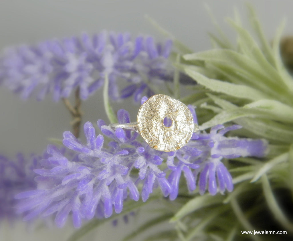 Real Leaf Loop Ring, Handmade Minimalist Jewelry, Botanical Silver Band, Gift for Luck & Longevity, Eco Sustainable Sterling Silver 925