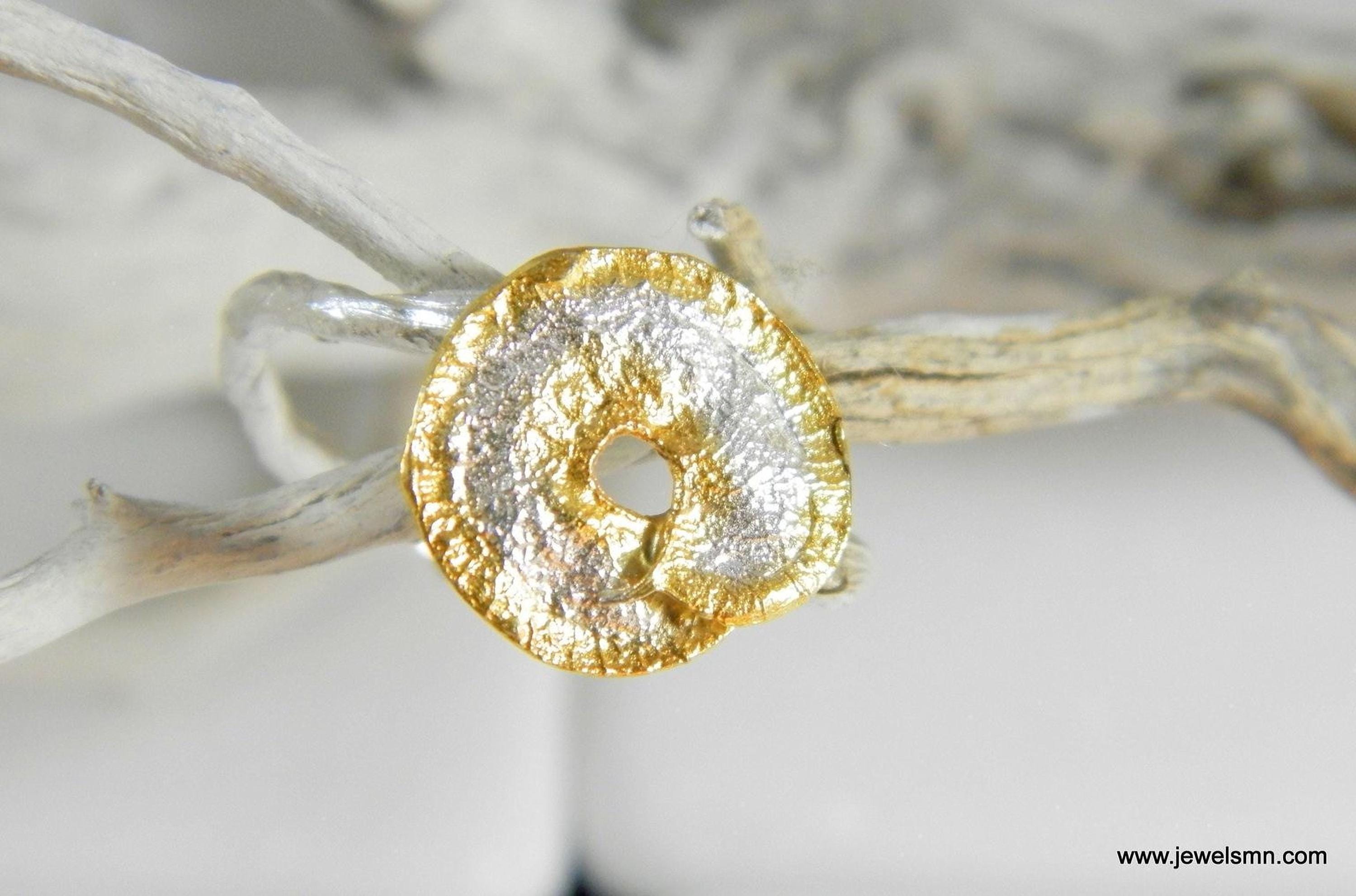 Real Leaf Loop Ring, Handmade Minimalist Jewelry, Botanical Silver Band, Gift for Luck & Longevity, Eco Sustainable Sterling Silver 925