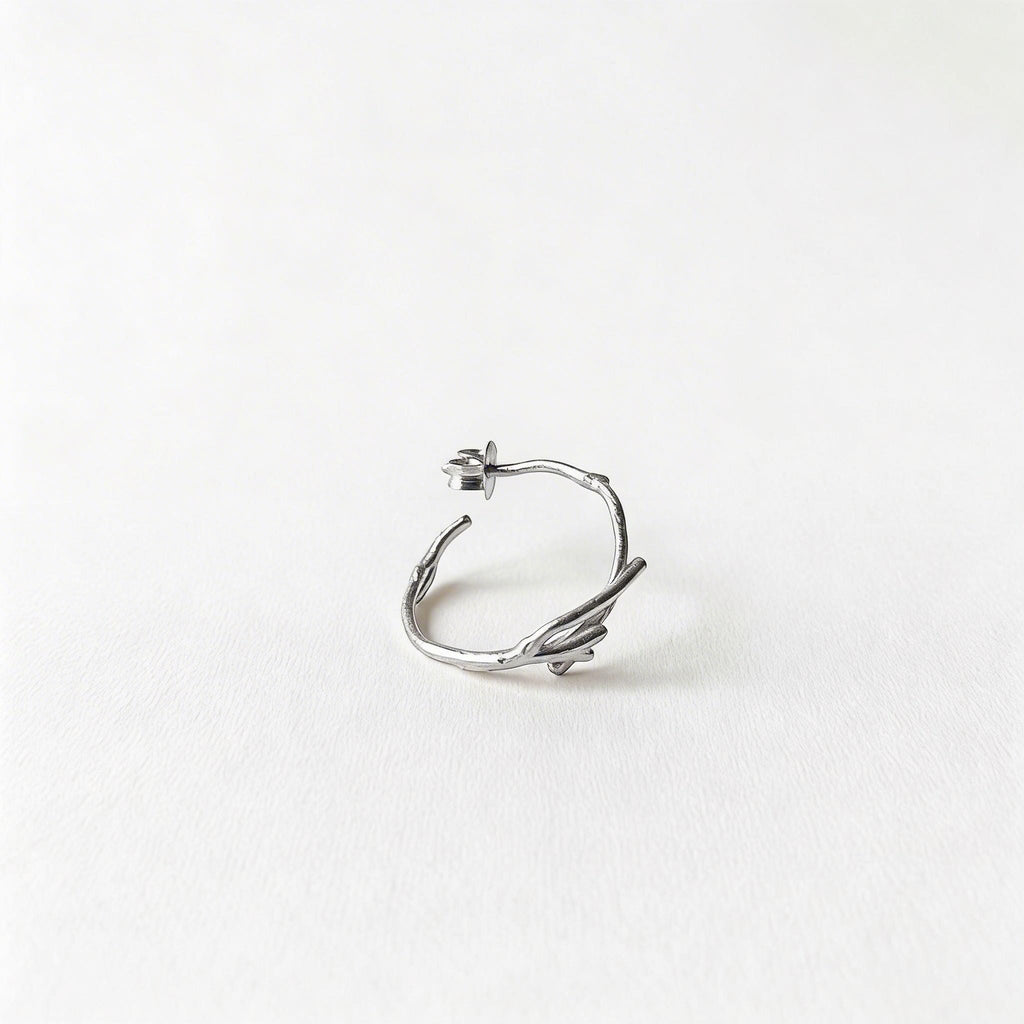 Solid Gold Jasmine Branch Earrings, Handmade Twig Jewelry, Organic Minimalist Hoops, Gift for Purity & Longevity, Real Gold (9K, 14K, 18K)