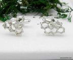 Silver Honeycomb Cufflinks, Handmade Men's Accessories for Suit, Jewelry Inspired by Bees, Sterling Silver 925