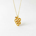 Real Honeycomb Bee Pendant, 14K Gold Plated Sterling Silver 925, Handmade Nature Jewelry, Birthday Gift for Women, Organic Fashion