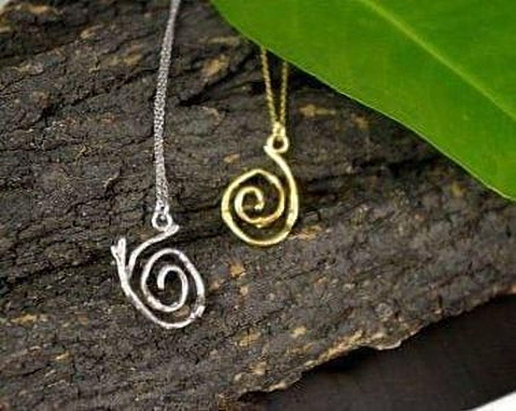Botanical Necklace, Jasmine Twig Spiral with Adjustable Chain.(Sterling Silver 925 or 14k Goldplated).Symbol of love, hope, and sensuality