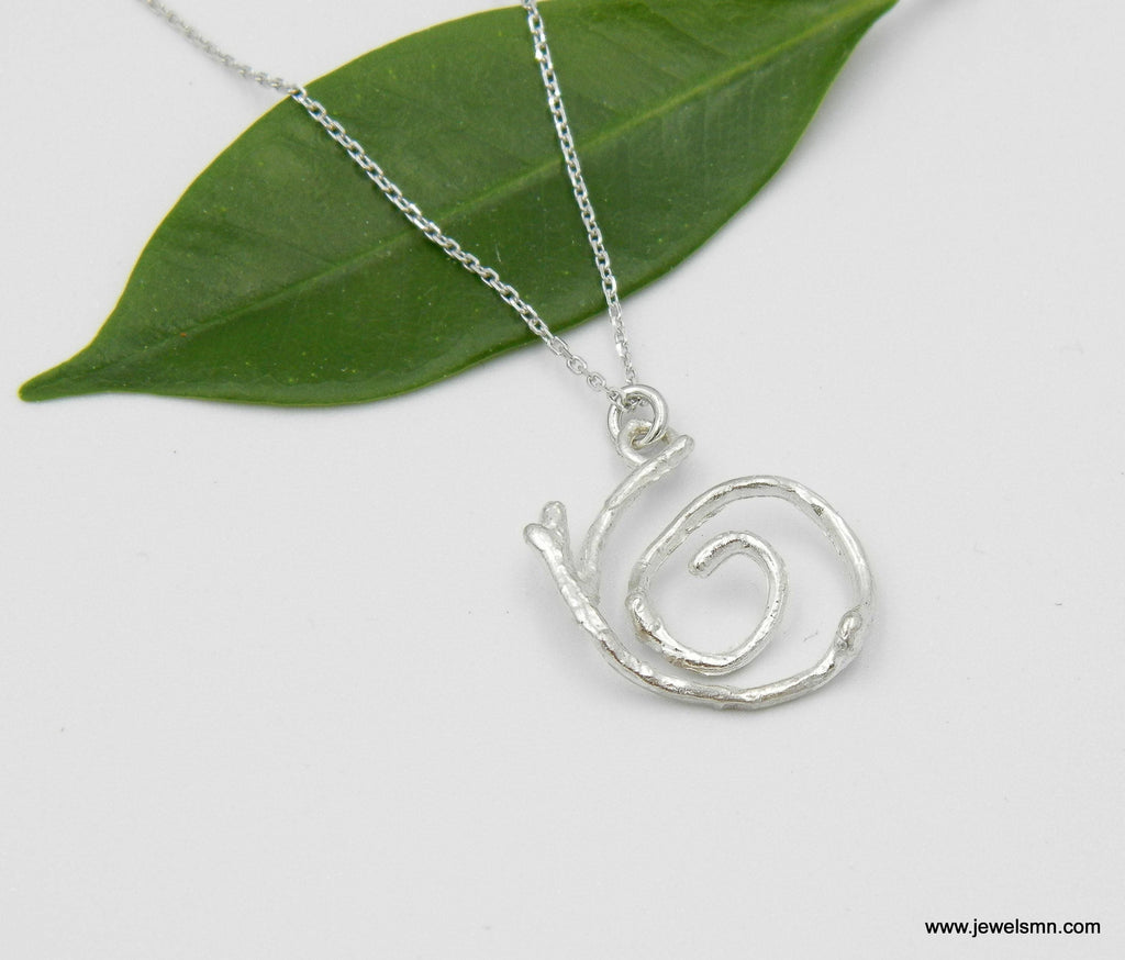 Botanical Necklace, Jasmine Twig Spiral with Adjustable Chain.(Sterling Silver 925 or 14k Goldplated).Symbol of love, hope, and sensuality