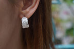 Mimosa Pudica Small Leaf Hoop Earrings, 14k Gold Plated Earring on Sterling Recycled Silver, Minimalist Silver Earring, Dainty Earring, Gift