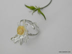 Real Daisy Flower Flower Ring, Handmade Nature Jewelry, Organic Beach Studs, Gift for Resilience and Renewal, Sterling Silver 925