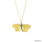 Gold Butterfly Necklace, Handmade Nature Jewelry, Organic Statement Pendant, Gift for Resilience and Renewal, Sterling Silver 925